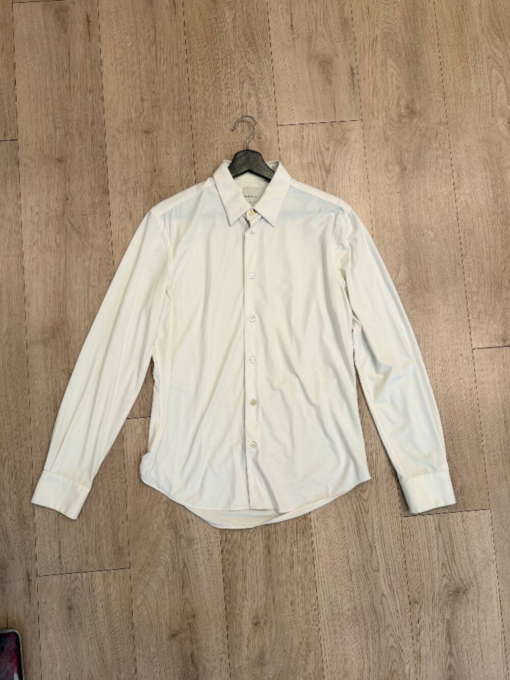 Paul Smith Cream Stretch Long Sleeve Button Up Shirt M